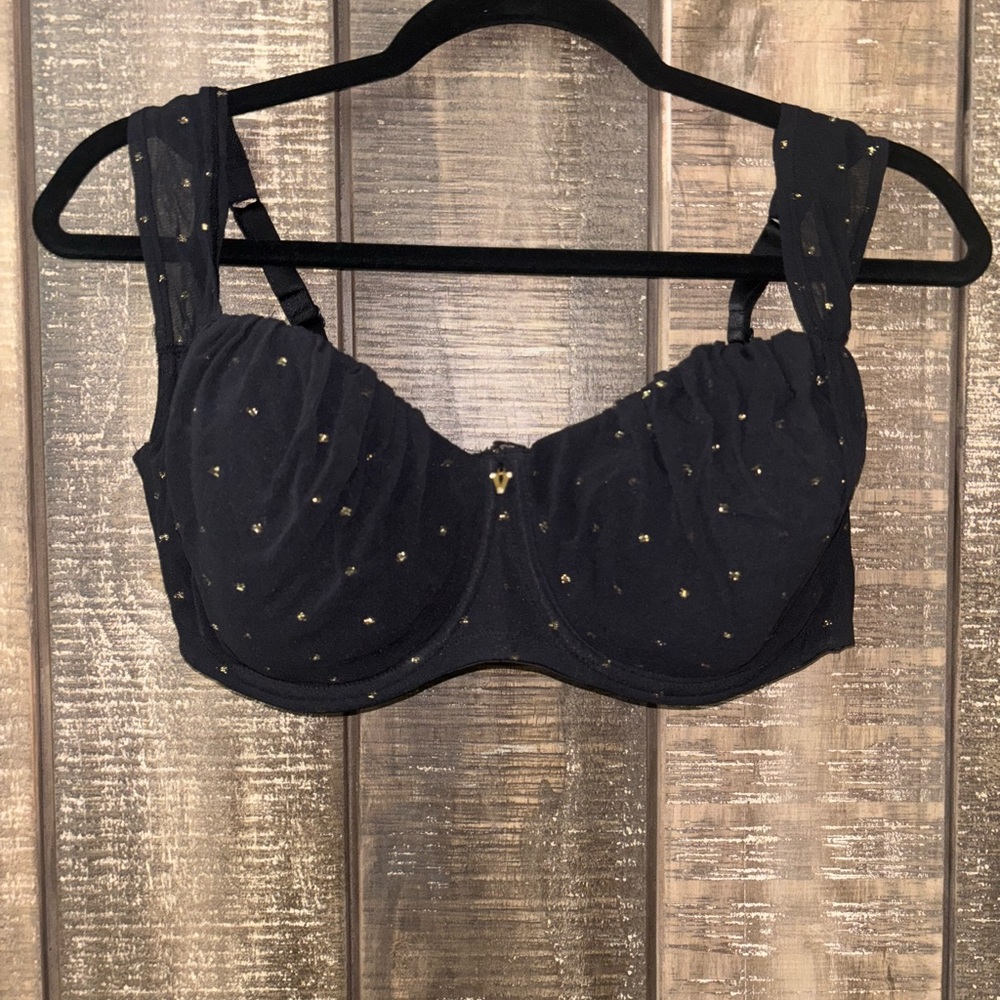 SOLD - Victoria's Secret Black and Gold Bra Full Coverage